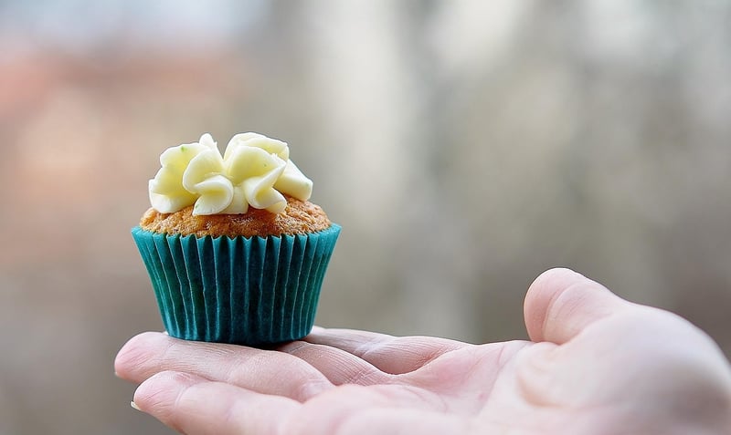 Cupcake with edible flowers
